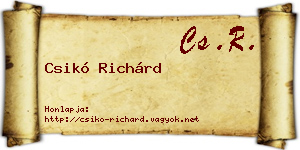 Csikó Richárd névjegykártya